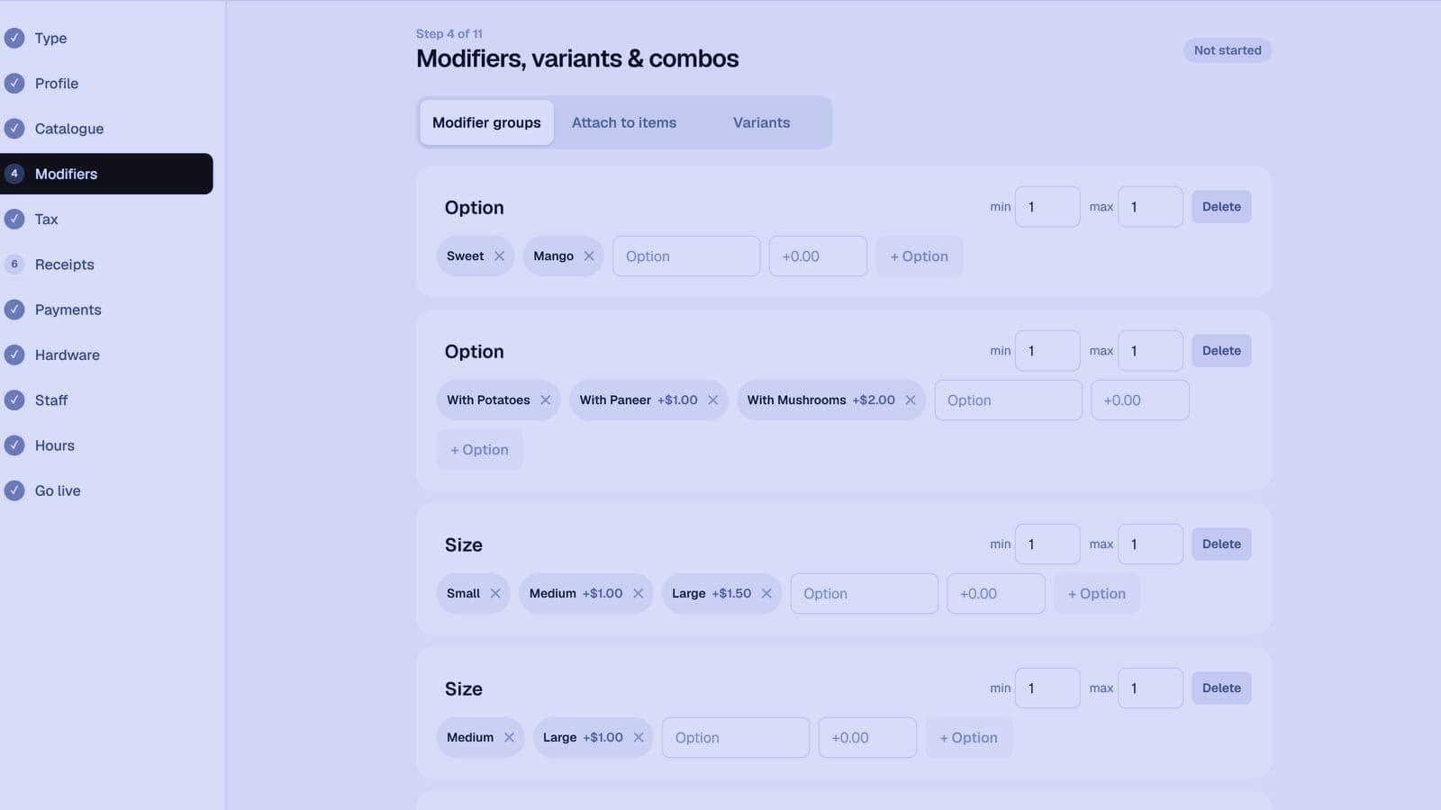 Abstract cinematic visual in electric blue and violet representing a hospitality point-of-sale system